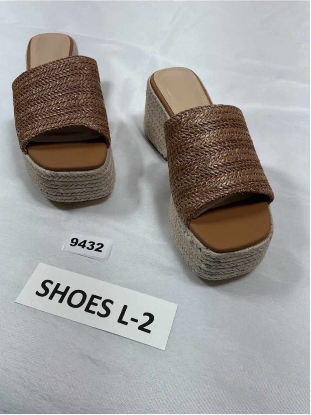 Womans New Platform Wedge Espadrille Sandals 7 Brown Woven